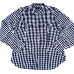 UNTUCKit Women's Belleza Button Front Shirt Size 10 Blue White Gingham Cotton